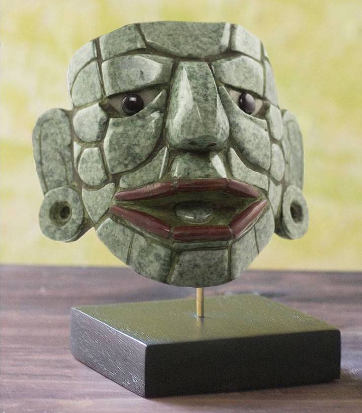 Jade mask, 'Maya Lord of El Naranjo Guatemalan art decorating with masks