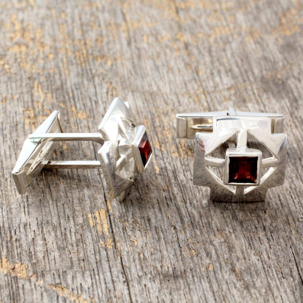 Cross Sterling Silver Garnet Cufflinks Men's Jewelry Glimmering Garnet: January's Birthstone