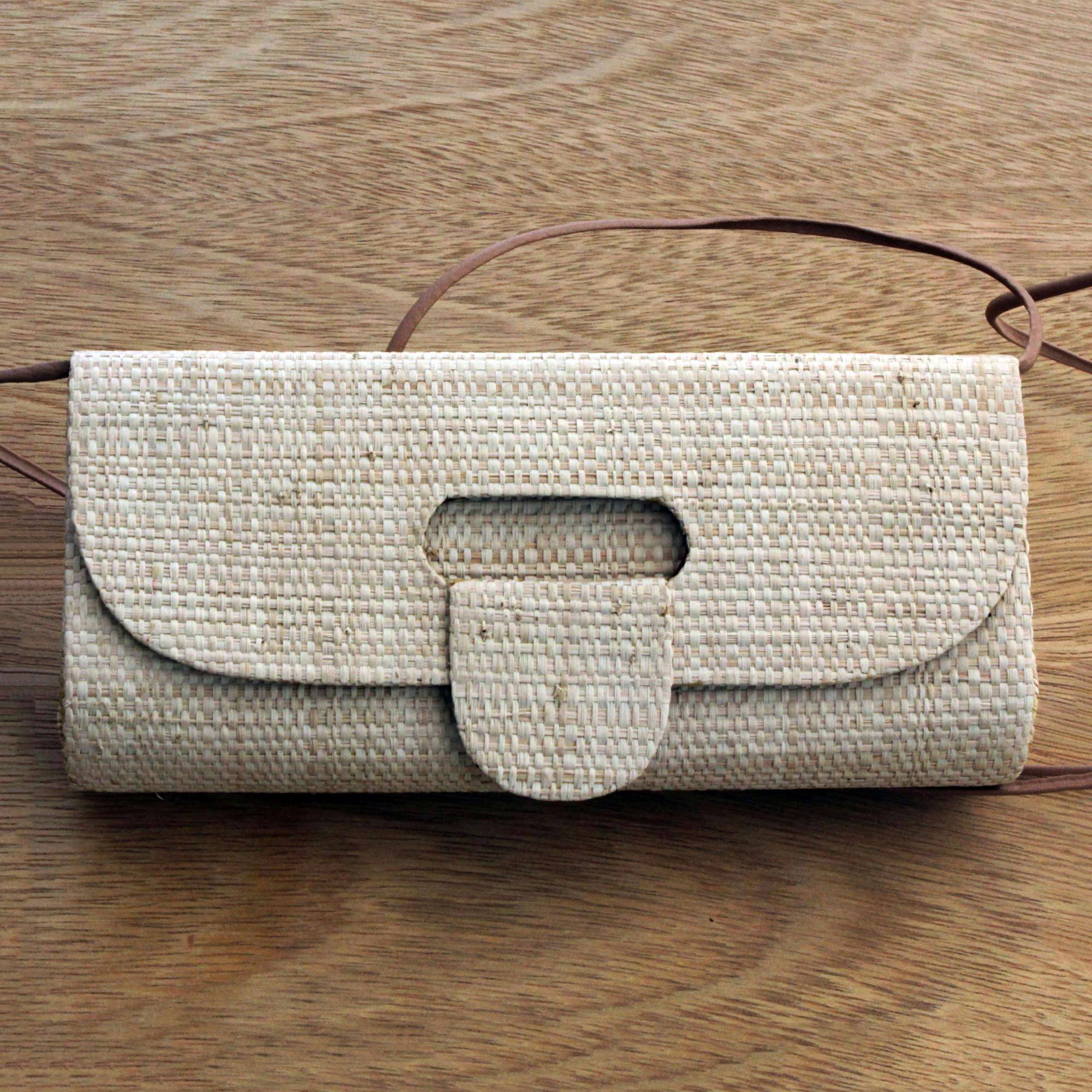 Handcrafted Palm Leaf Baguette in Beige from Brazil Unique Perfect Mother's Day Gift Ideas