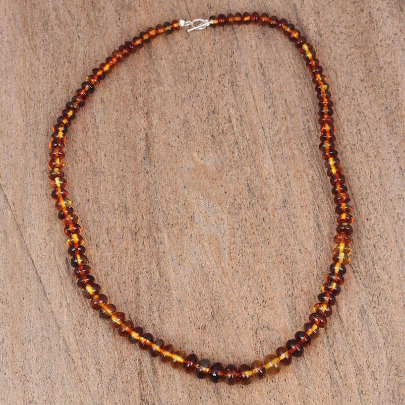 amber, golden, necklace, birthday gift, Honey Dew Natural Mexican Amber Beaded Strand Long Necklace, gemstone, honey dew, natural Mexican beaded strand, Mexican golden amber 