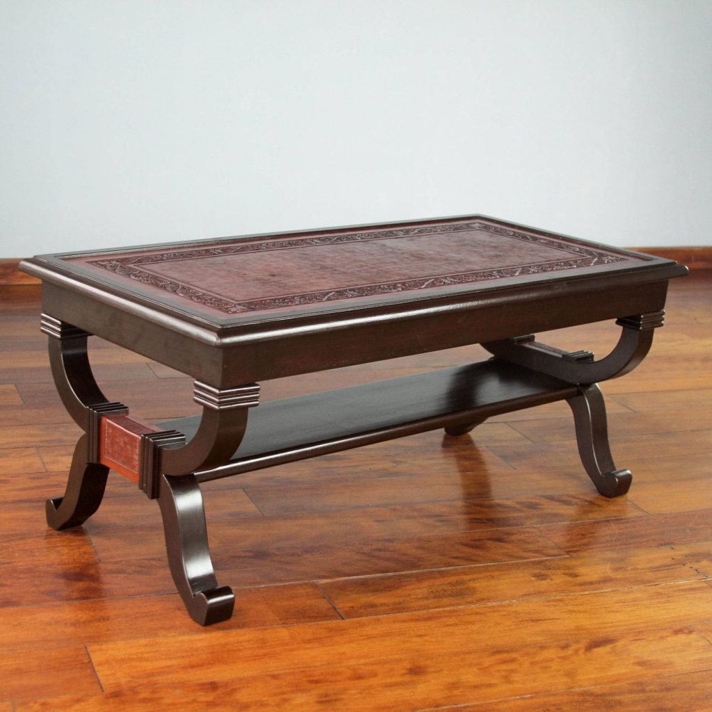 Fern Garland Hand Crafted Contemporary Wood Leather Coffee Table Making Your New House Feel Like Home