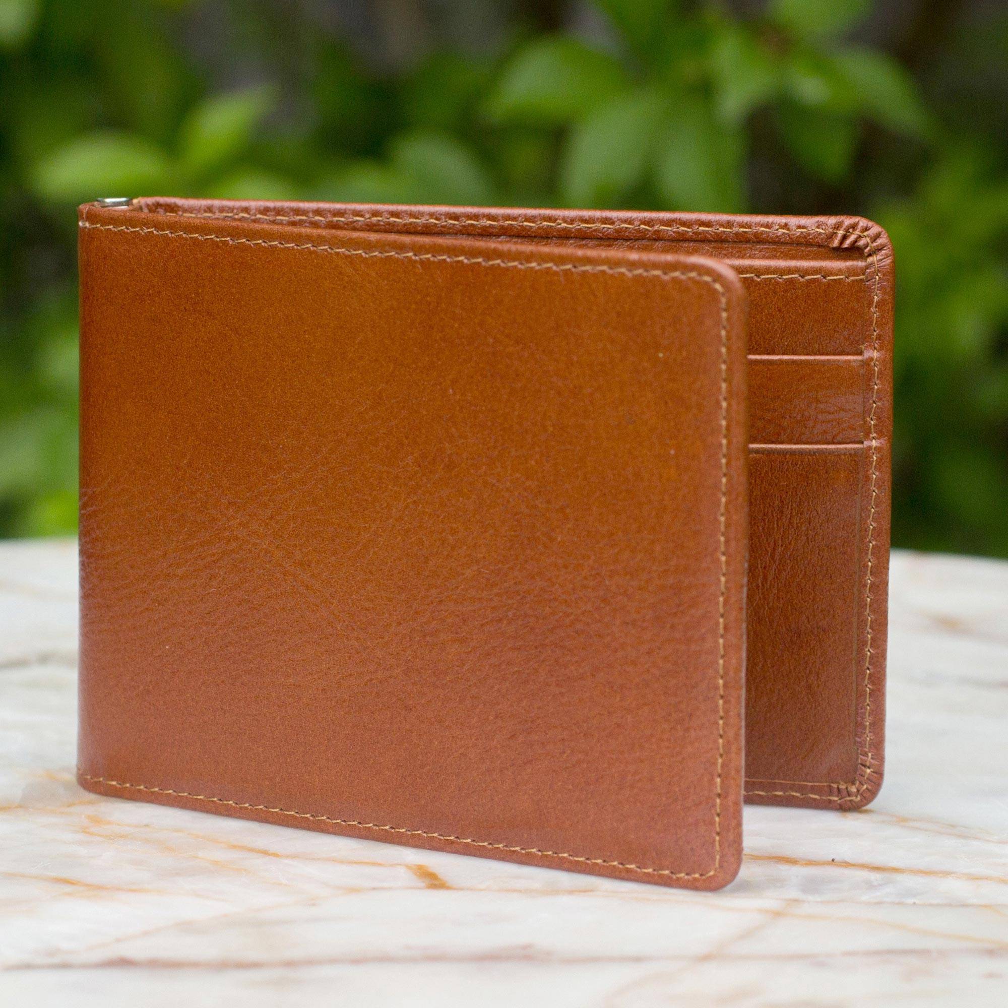 Credit to Brown Men's Leather Wallet Father's Day Gifting Handcrafted 