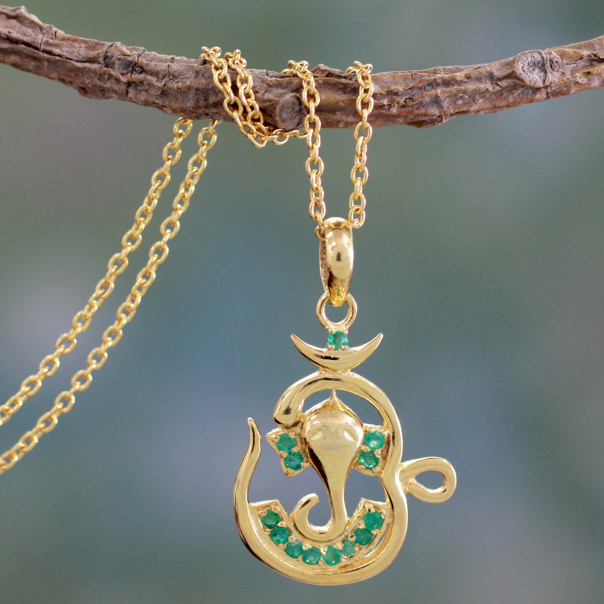 Om Ganesha Emerald and Gold Vermeil Necklace What are birthstones