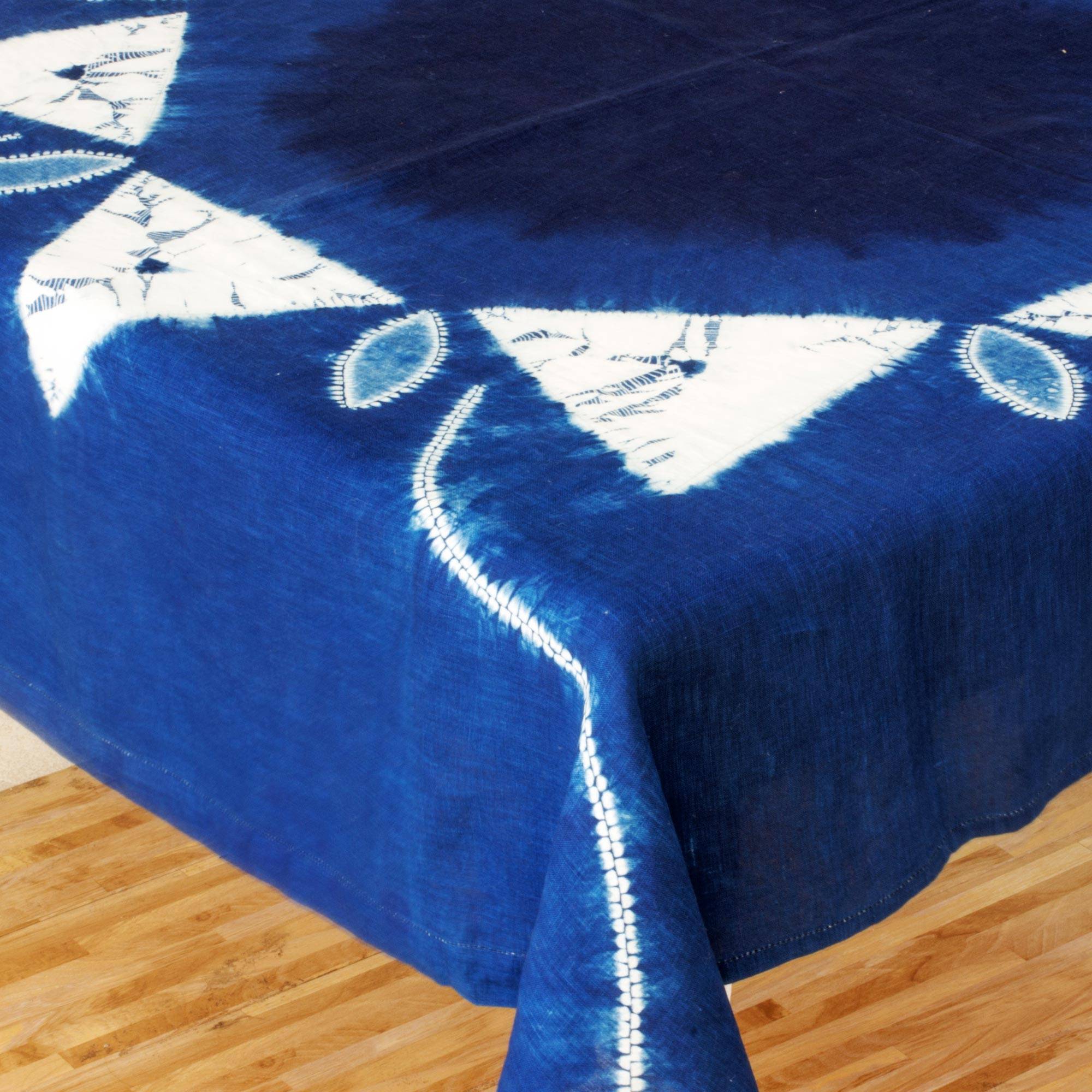 Sumpango Kites White Kites on Indigo Cotton Batik Hand Crafted Table Cloth 4th of July Party
