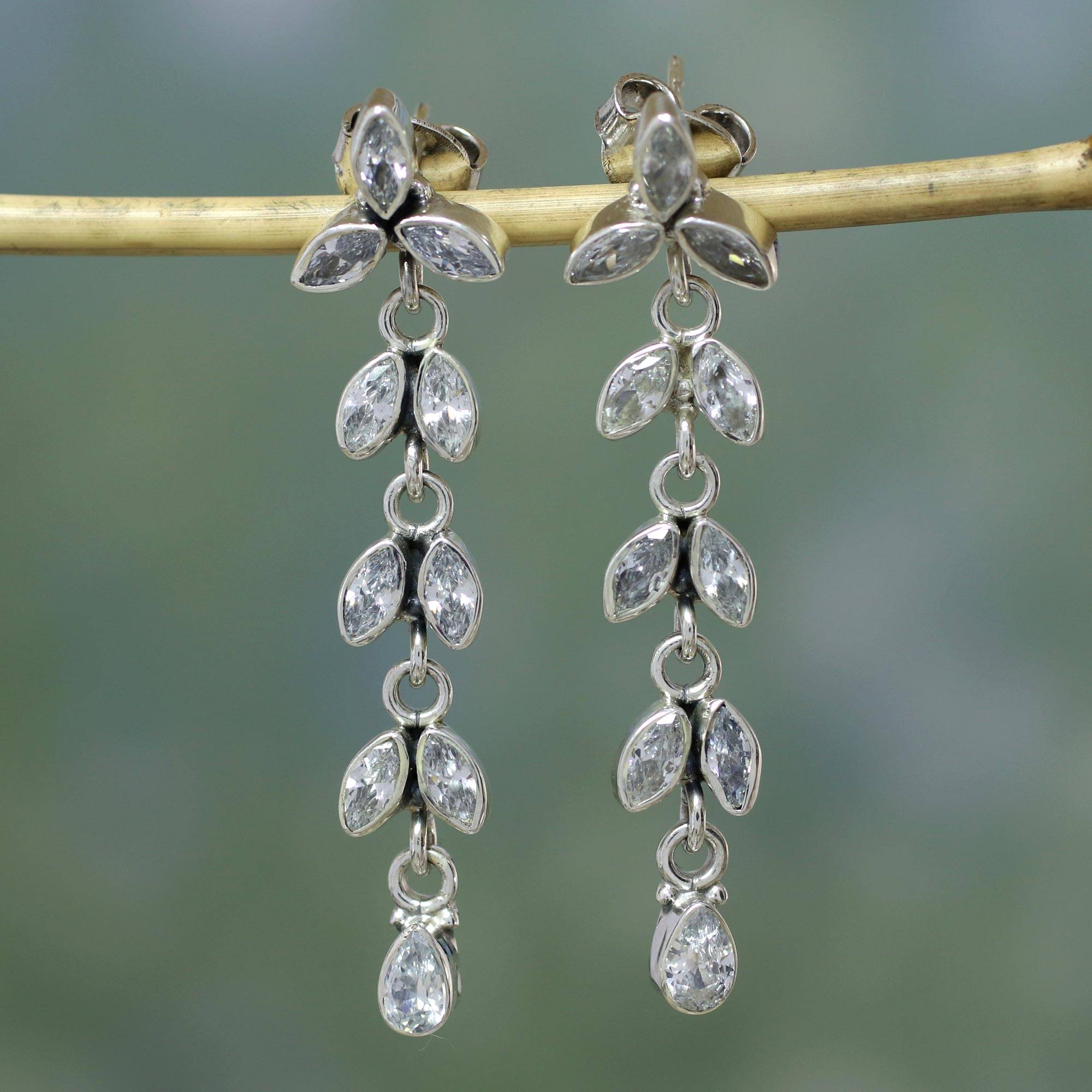 White Daffodils Sterling Silver and Quartz Earrings from Bridal Jewelry what are birthstones