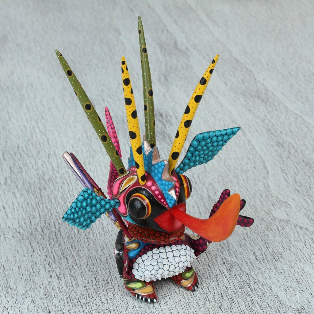 Happy Alien Handcrafted Alien Alebrije Statuette from Mexico Alebrije Sculpture