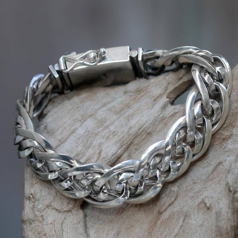 Artisan Crafted Chunky Sterling Silver Men's Bracelet, Sterling silver , Men bracelets Father's Day Gifting