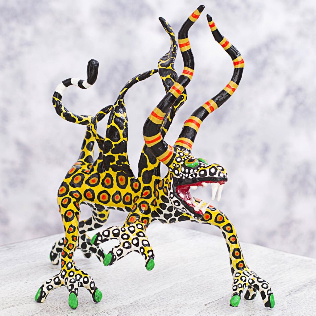 Phantasmagorical Leopard Surreal Leopard Alebrije Artisan Crafted Paper Sculpture Alebrije Sculpture