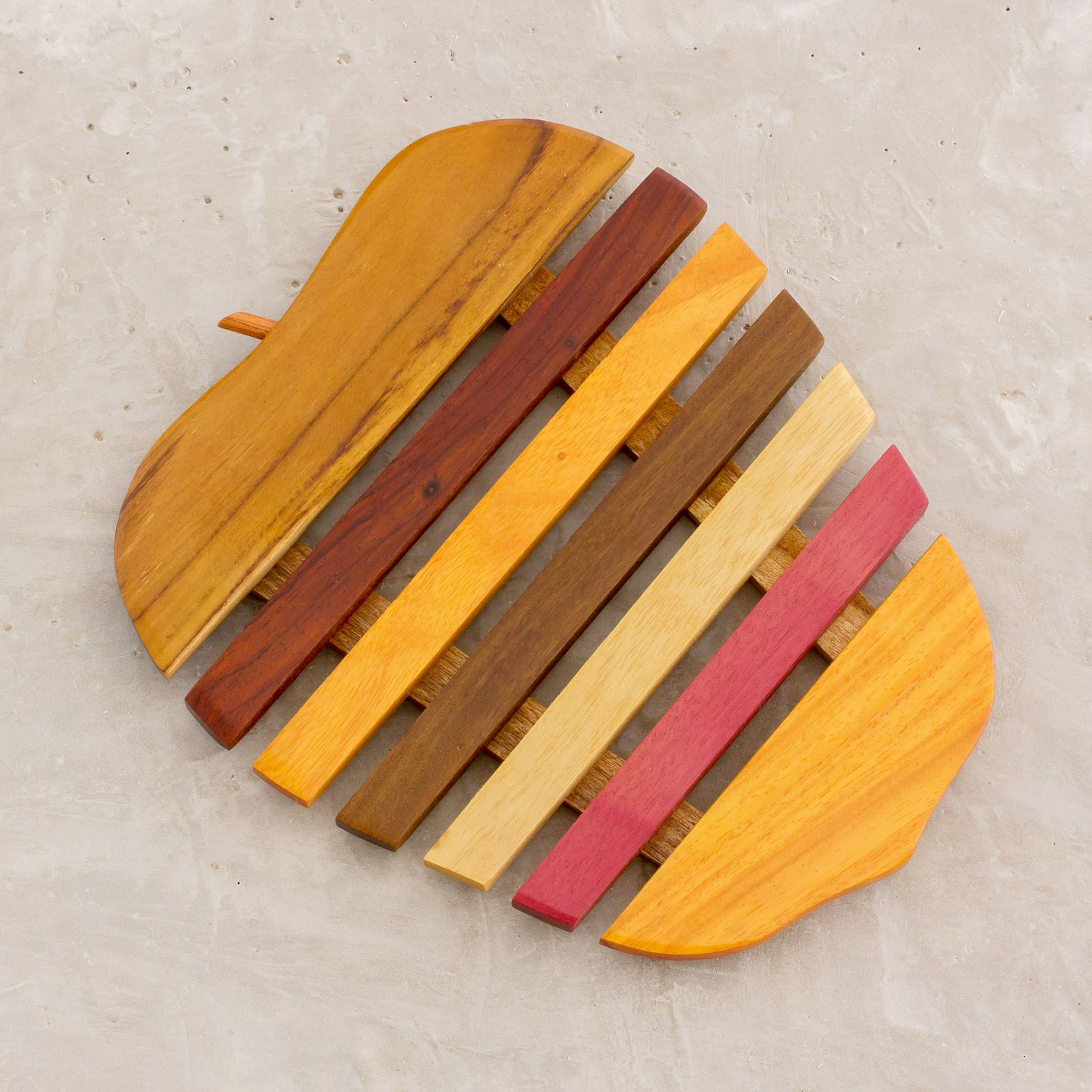 Apple a Day Yellow and Red Wood Apple-Shaped Trivet Inspiration For Their Woodcrafts