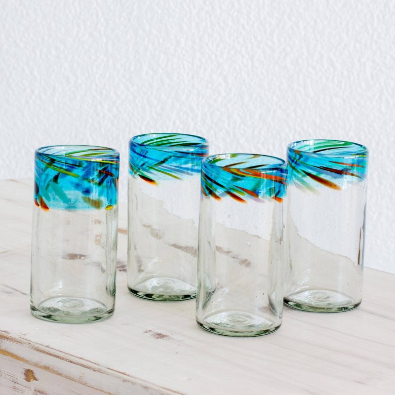 drinkware, glasses, Aurora Handblown Recycled Glass Drinkware (Small, Set of 4) wedding gifts to impress