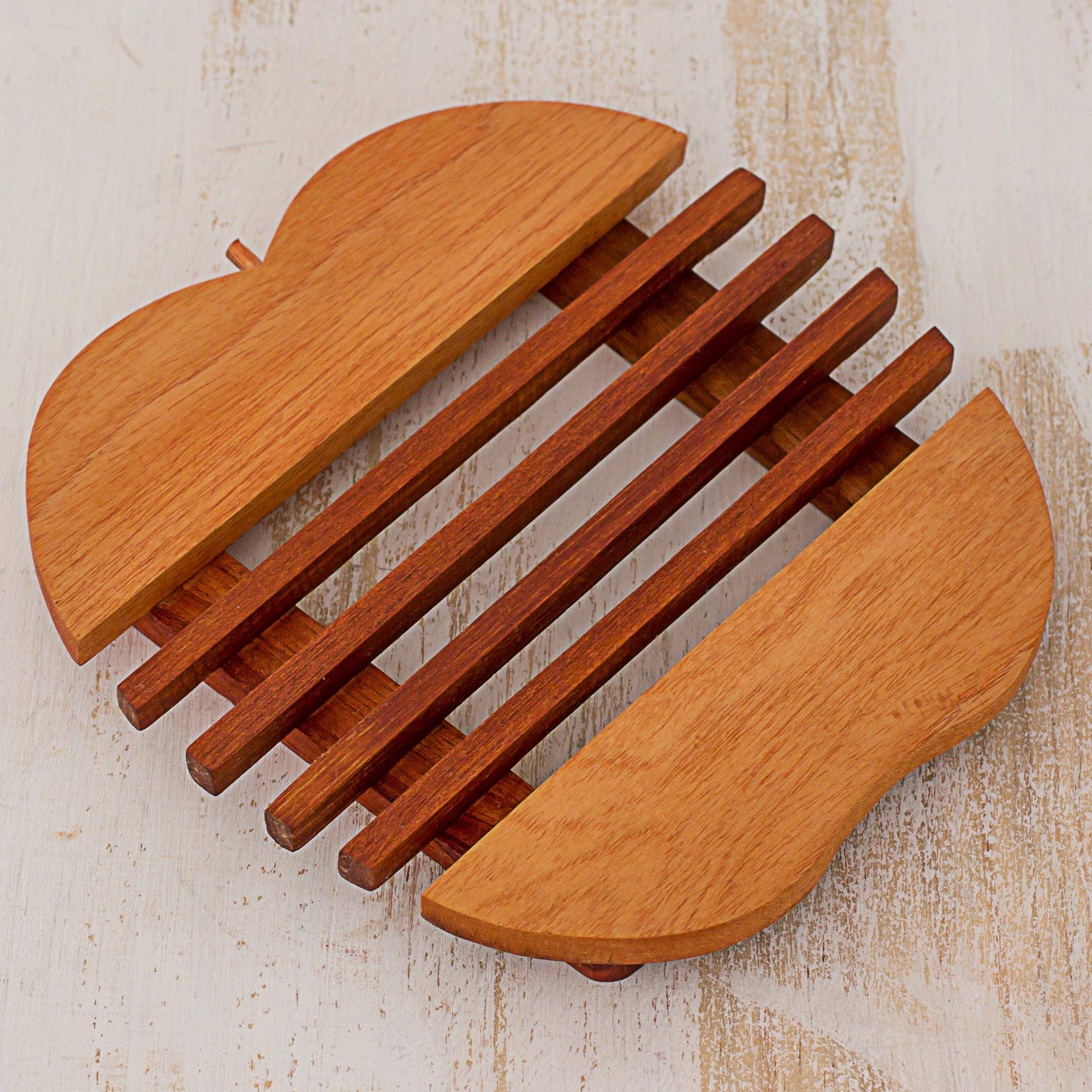 Sweet Apple Cedar Wood Trivet Apple Shape from Guatemala