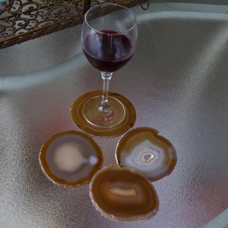 Natural Color Brown Agate Coasters (Set of 4) from Brazil Stocking Your Bar