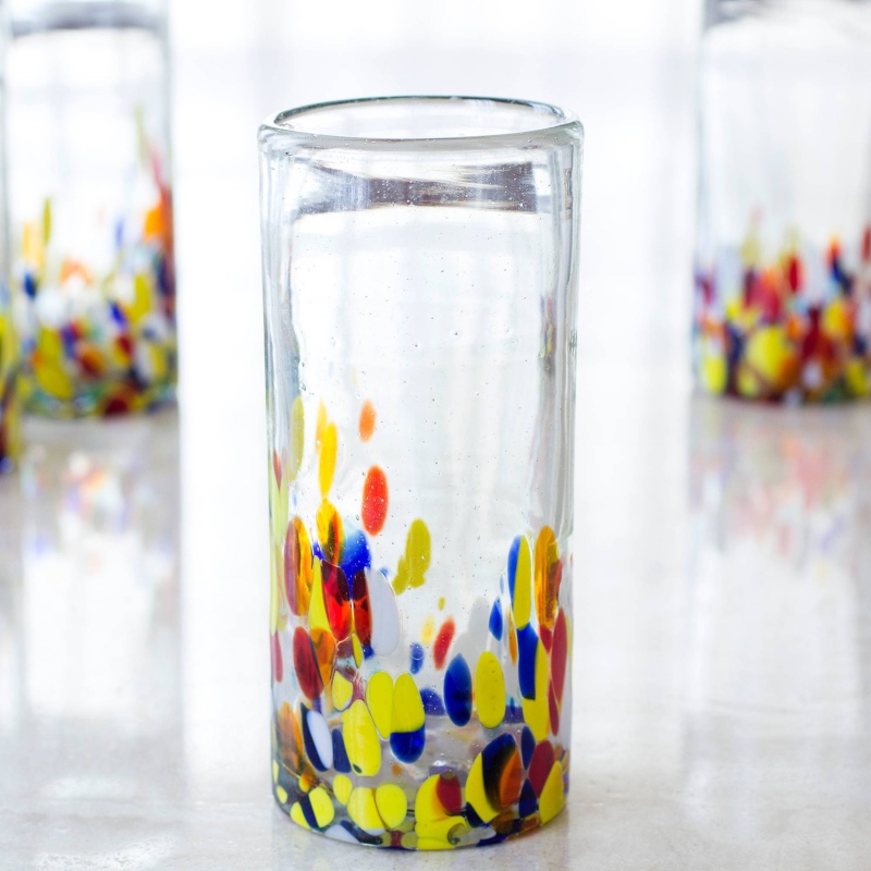 Confetti Colorful Handblown Glass Highball Cocktail Stocking your bar