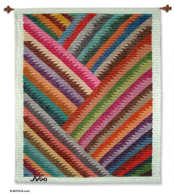 Zigzag Rainbow Wool tapestry Wall Art In Your Home