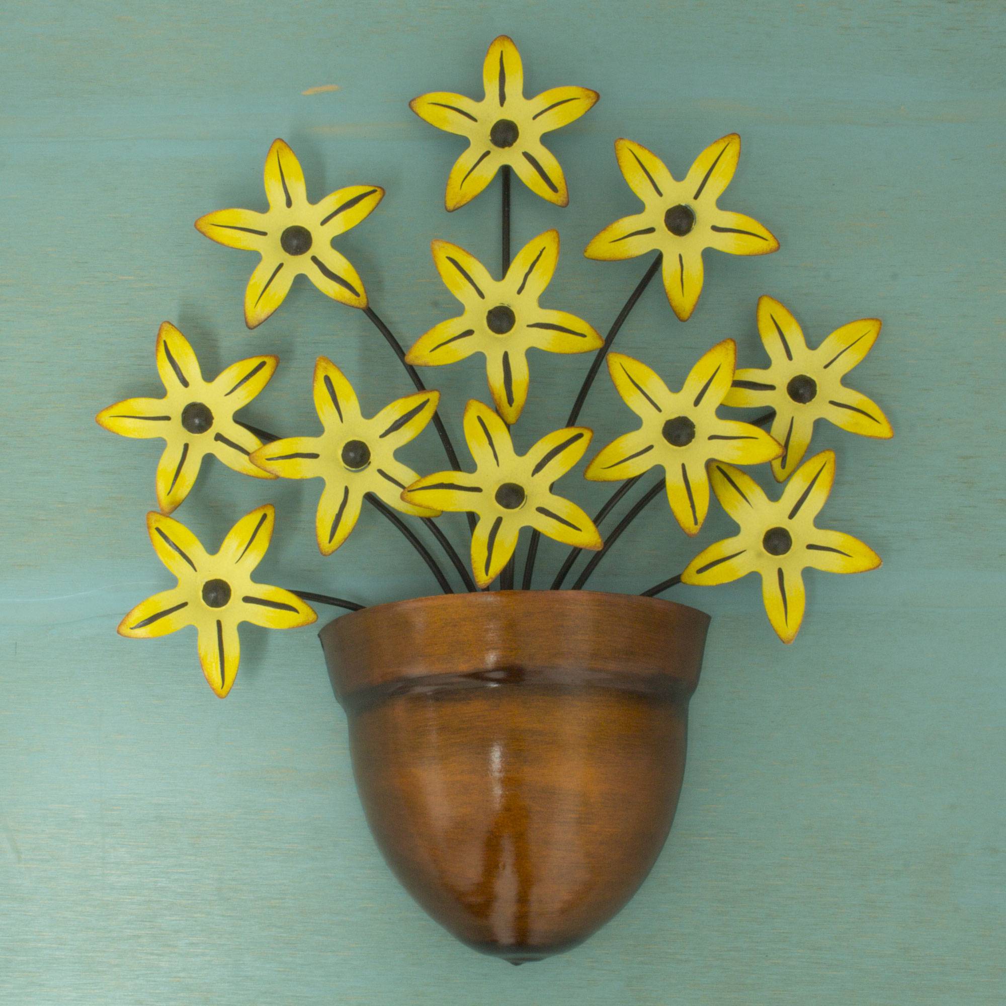 Black-Eyed Susan Yellow Flower Iron Wall Sculpture Crafted by Hand Wall Art In Your Home