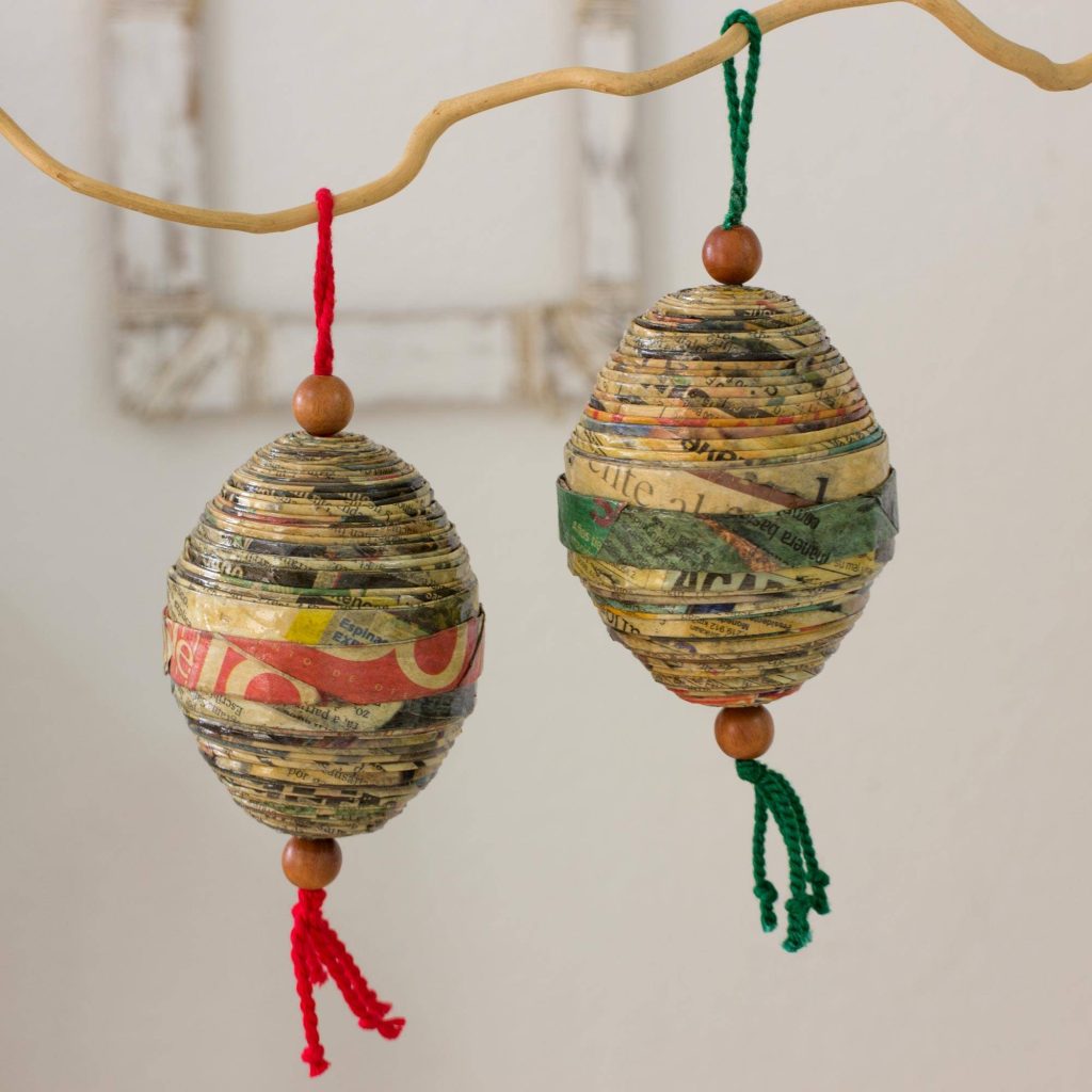 Festive Cheers Recycled paper ornaments (Set of 4) Christmas Décor