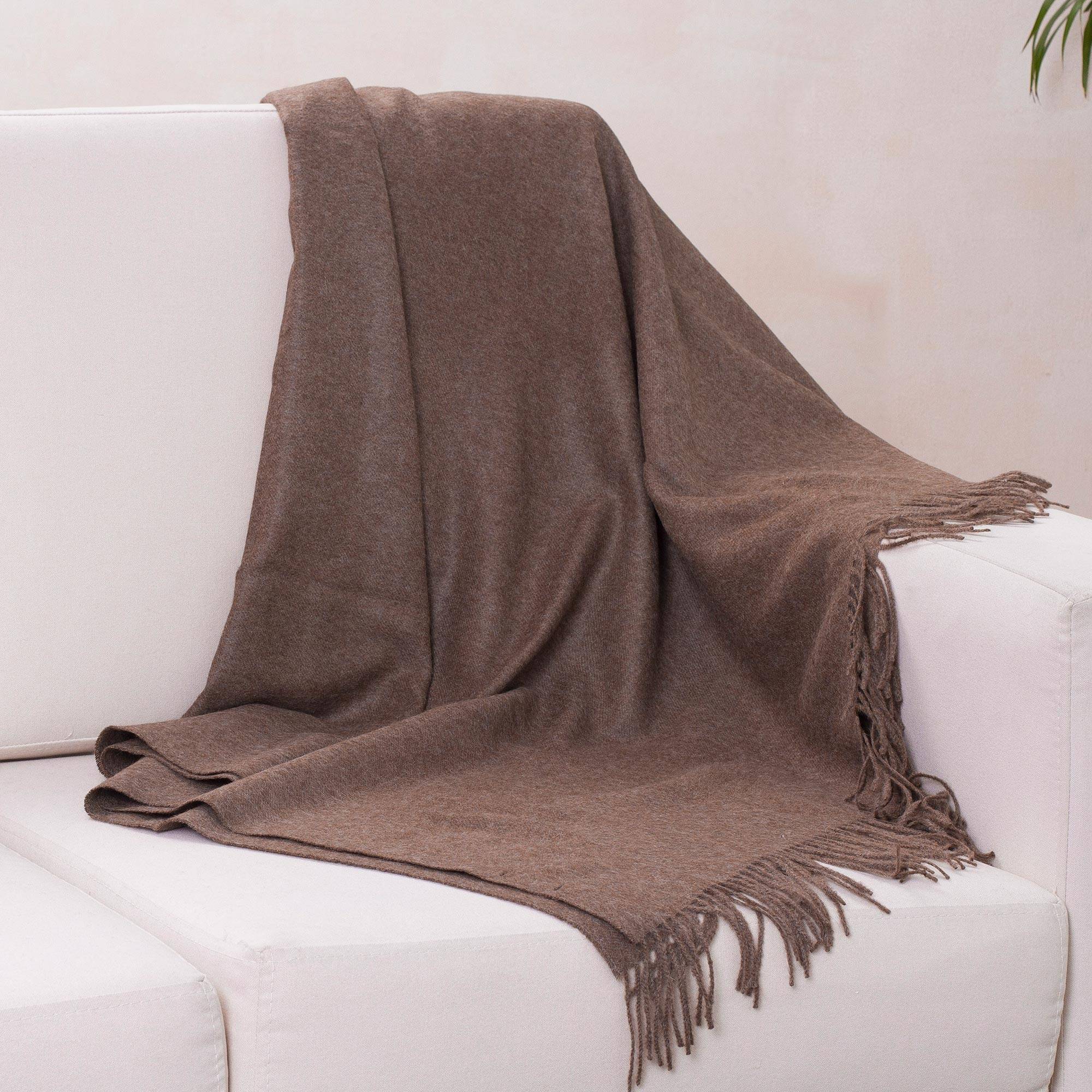 Cozy Brown 100% alpaca throw