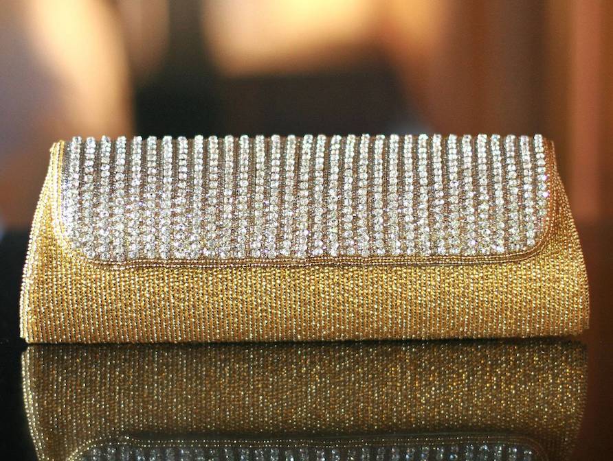 'Golden Radiance' Beaded Clutch Handbag Valentine's Day Gifts