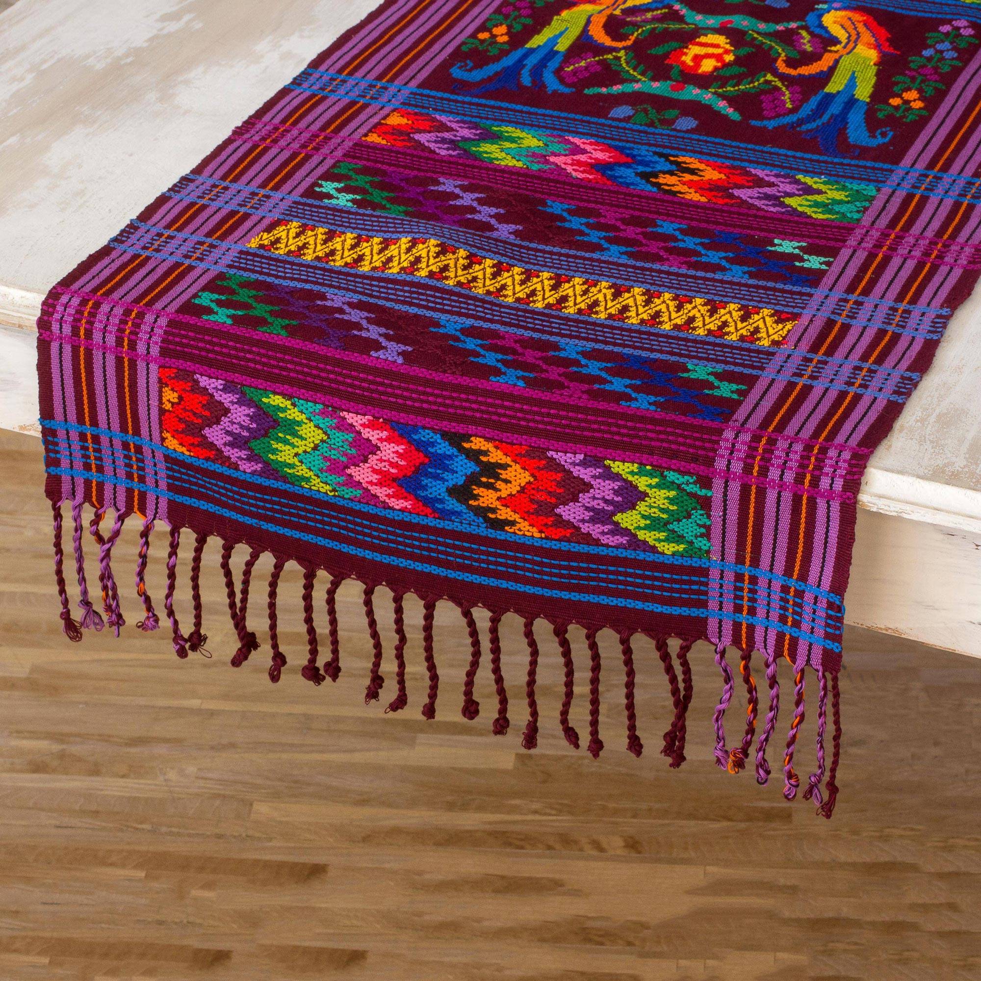 Colorful Quetzal Central American Handwoven Cotton Table Runner