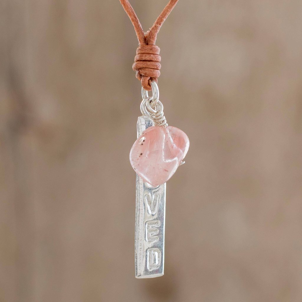 Loved Romantic Rose Quartz Pendant Necklace from Guatemala