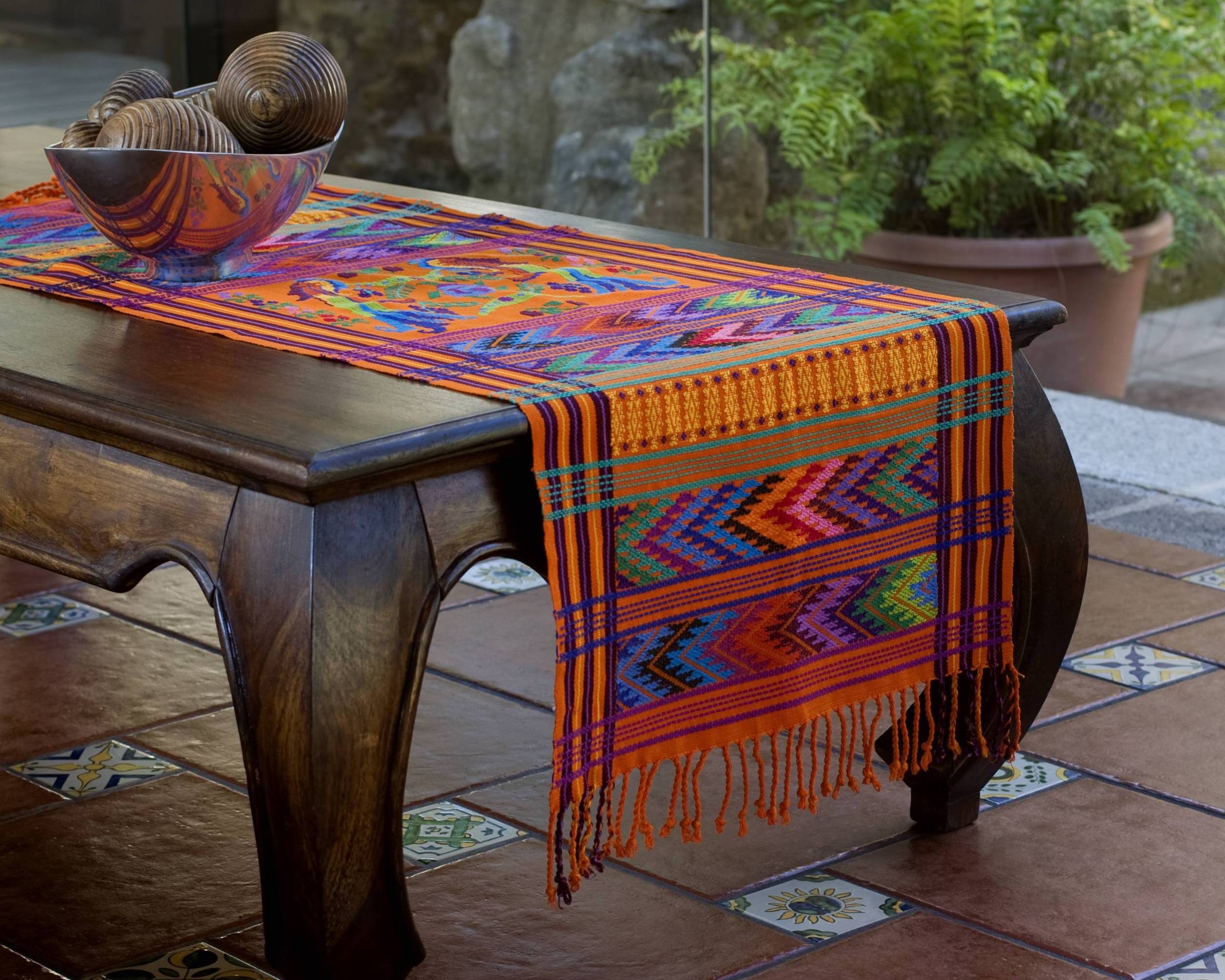 Sunset Quetzal Hand Woven Animal Themed Cotton Table Runner