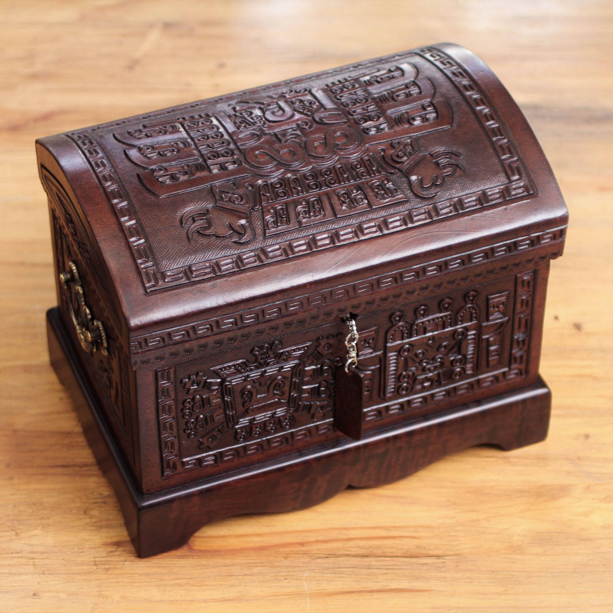 Colonial Tooled Leather Jewelry Box, "Inca Domain" Exquisite jewelry Boxes