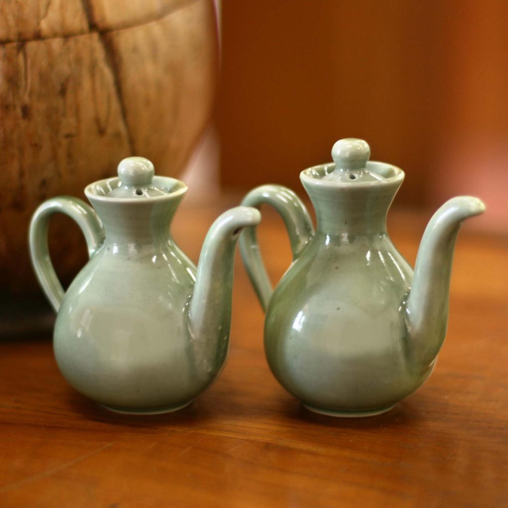 Ceramic oil and vinegar set (Pair), "Jade Minimalism" Unique Wedding Gifts